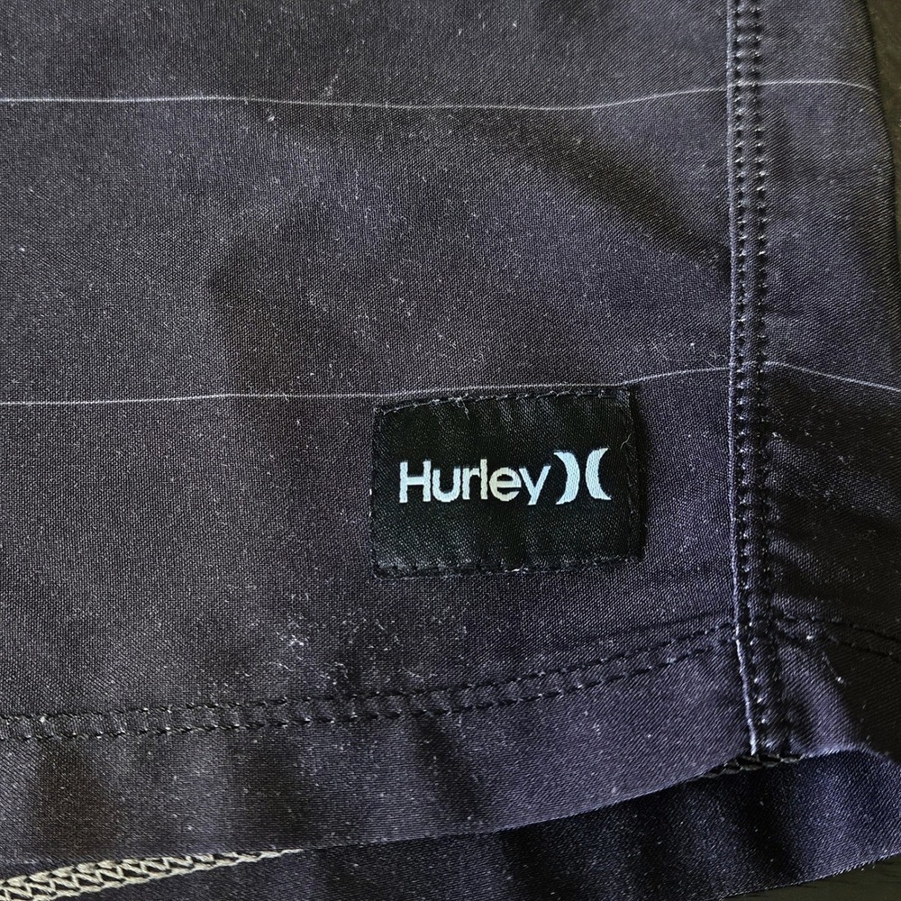 Hurley Men's Cannonball Volley Shorts Black Striped Swim Trunks Size L Gorpcore - Picture 8 of 15